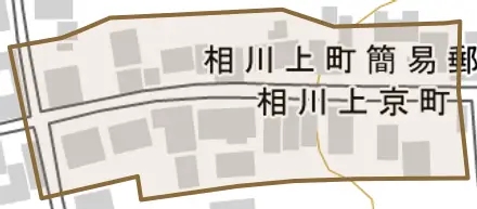 相川上京町とその周辺の地図。町の範囲を重ねている