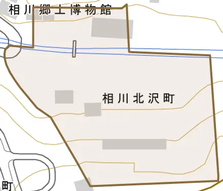 相川北沢町とその周辺の地図。町の範囲を重ねている