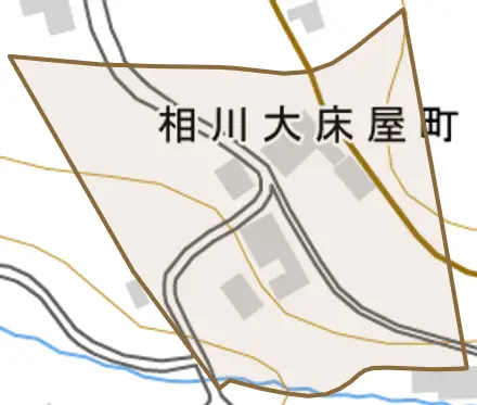 相川大床屋町とその周辺の地図。町の範囲を重ねている