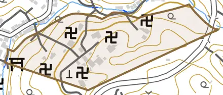 相川下寺町とその周辺の地図。町の範囲を重ねている