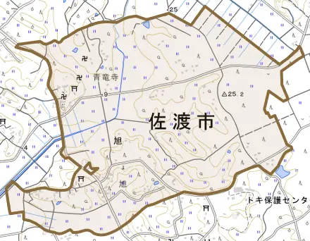 旭とその周辺の地図。町の範囲を重ねている