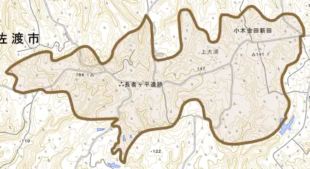 小木金田新田とその周辺の地図。町の範囲を重ねている