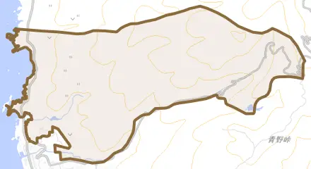 下相川とその周辺の地図。町の範囲を重ねている