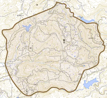 静平とその周辺の地図。町の範囲を重ねている