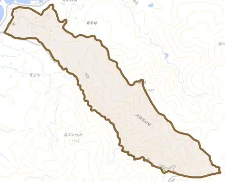 高千とその周辺の地図。町の範囲を重ねている