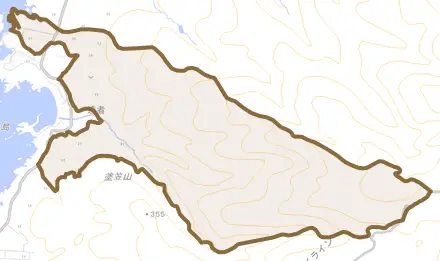 達者とその周辺の地図。町の範囲を重ねている