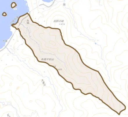 矢柄とその周辺の地図。町の範囲を重ねている