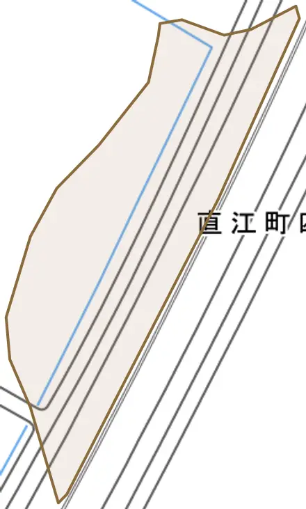 川通中町とその周辺の地図。町の範囲を重ねている