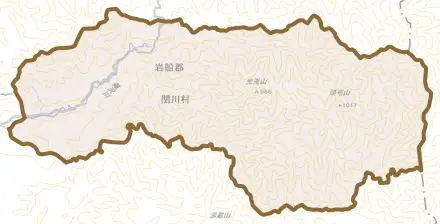 大字中束とその周辺の地図。町の範囲を重ねている