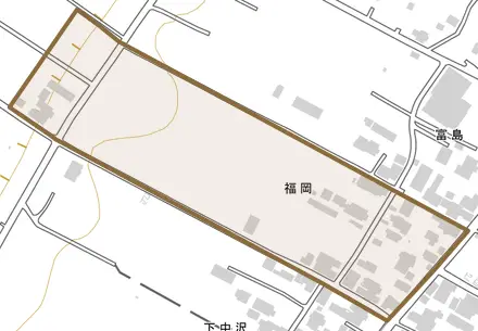 福岡とその周辺の地図。町の範囲を重ねている
