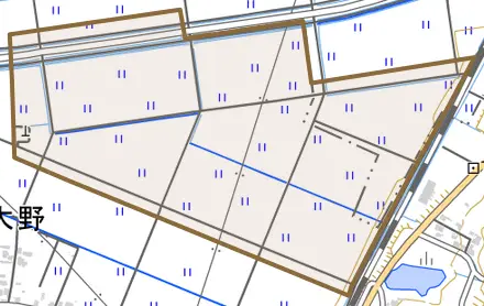 金沢とその周辺の地図。町の範囲を重ねている