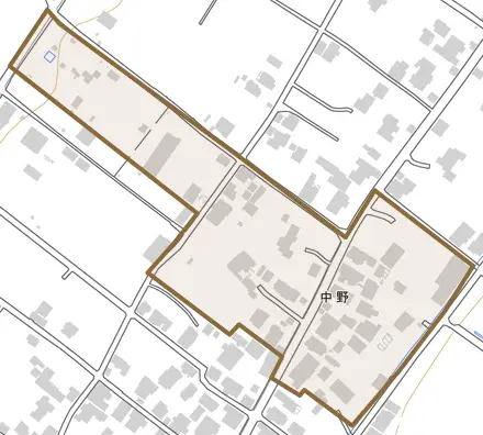 中野とその周辺の地図。町の範囲を重ねている