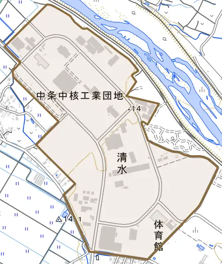 清水とその周辺の地図。町の範囲を重ねている