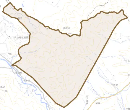 蔵王とその周辺の地図。町の範囲を重ねている