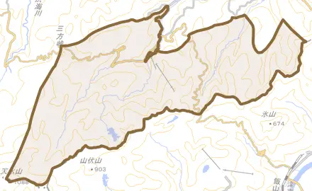 松之山天水越とその周辺の地図。町の範囲を重ねている