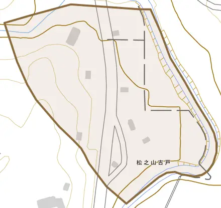 松之山古戸とその周辺の地図。町の範囲を重ねている
