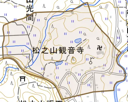 松之山観音寺とその周辺の地図。町の範囲を重ねている