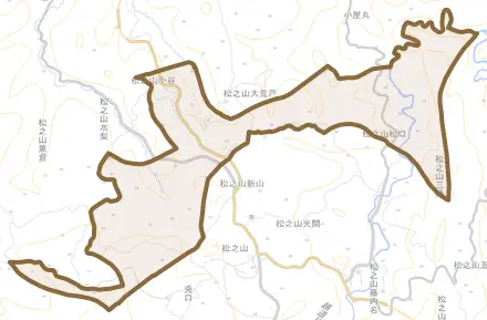 松之山小谷とその周辺の地図。町の範囲を重ねている