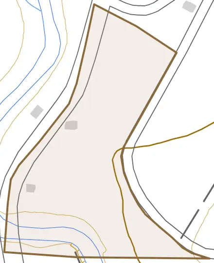 松之山沢口とその周辺の地図。町の範囲を重ねている