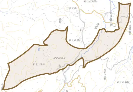 松之山湯本とその周辺の地図。町の範囲を重ねている