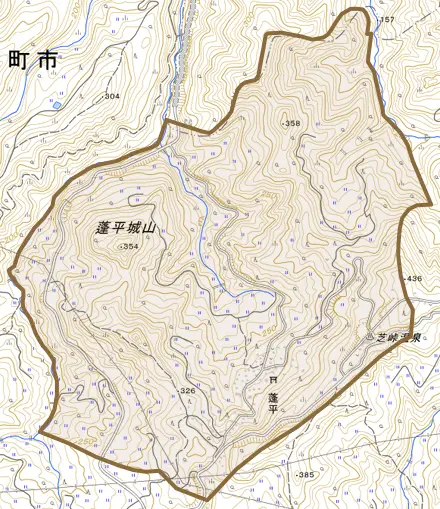 蓬平とその周辺の地図。町の範囲を重ねている