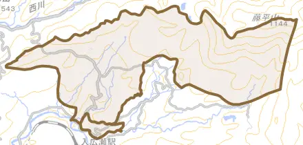 平野又とその周辺の地図。町の範囲を重ねている