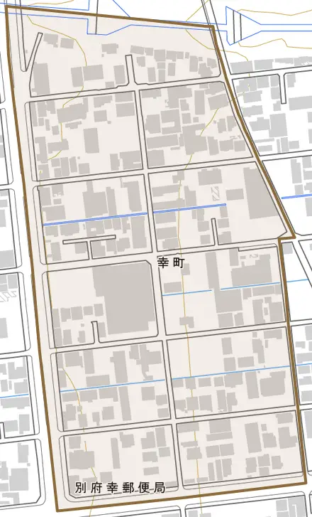 幸町とその周辺の地図。町の範囲を重ねている