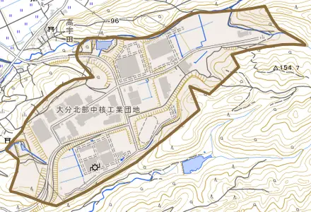 かなえ台とその周辺の地図。町の範囲を重ねている