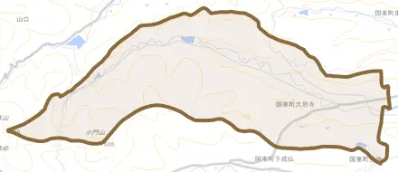国東町大恩寺とその周辺の地図。町の範囲を重ねている