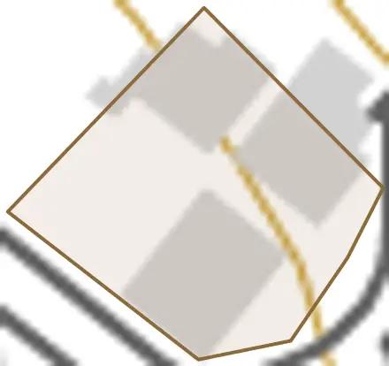 大字寒田とその周辺の地図。町の範囲を重ねている