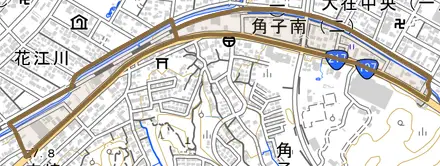 角子南とその周辺の地図。町の範囲を重ねている