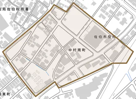 中村南町とその周辺の地図。町の範囲を重ねている