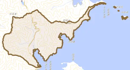 蒲江大字畑野浦とその周辺の地図。町の範囲を重ねている