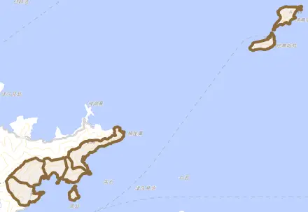 大字長目とその周辺の地図。町の範囲を重ねている