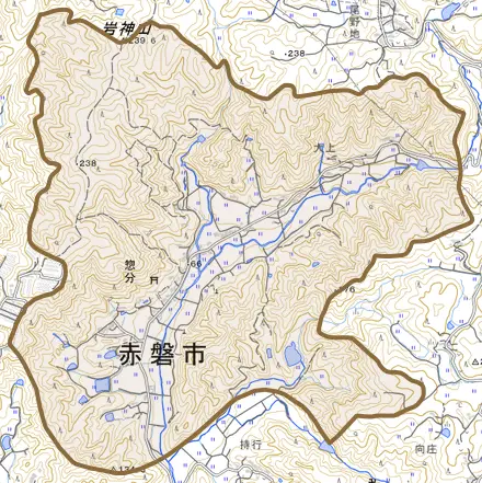惣分とその周辺の地図。町の範囲を重ねている