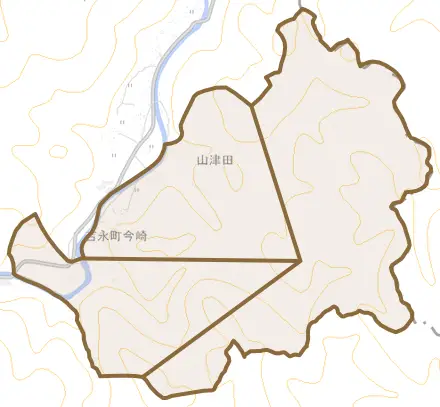 吉永町今崎とその周辺の地図。町の範囲を重ねている