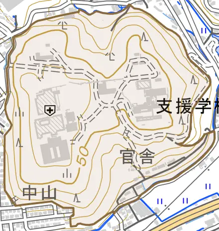 早島とその周辺の地図。町の範囲を重ねている