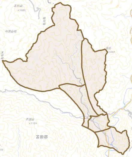 羽出とその周辺の地図。町の範囲を重ねている