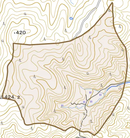 加茂市場とその周辺の地図。町の範囲を重ねている