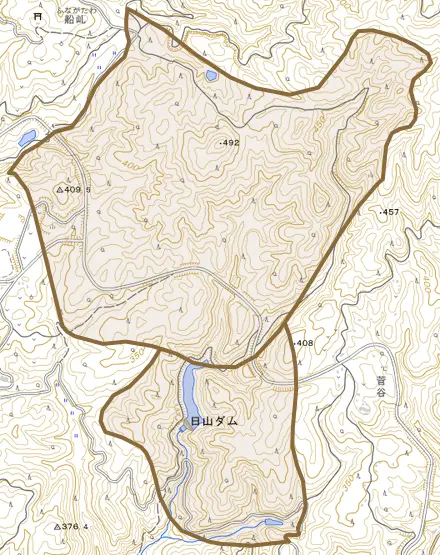 上田東とその周辺の地図。町の範囲を重ねている