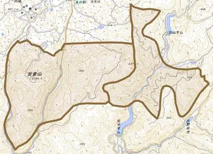 上田西とその周辺の地図。町の範囲を重ねている