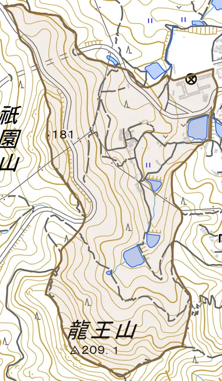 児島味野山田町とその周辺の地図。町の範囲を重ねている