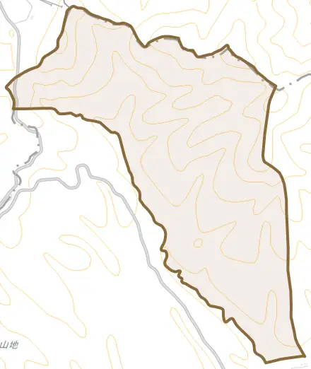 蒜山上福田とその周辺の地図。町の範囲を重ねている