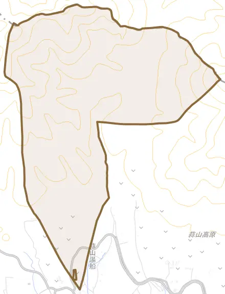 蒜山湯船とその周辺の地図。町の範囲を重ねている