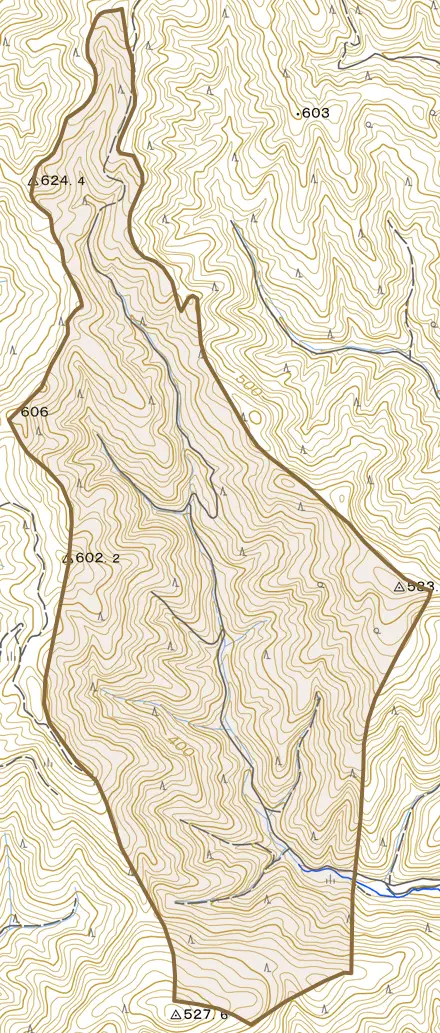 三阪とその周辺の地図。町の範囲を重ねている
