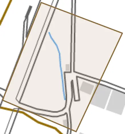 宮地とその周辺の地図。町の範囲を重ねている