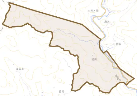 延風とその周辺の地図。町の範囲を重ねている