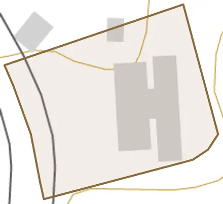 原田とその周辺の地図。町の範囲を重ねている