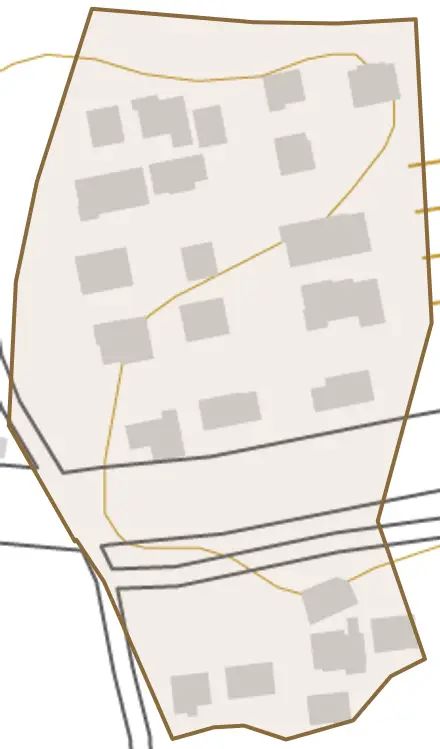 西幸とその周辺の地図。町の範囲を重ねている
