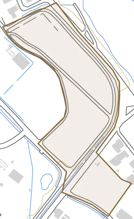 荒内西とその周辺の地図。町の範囲を重ねている